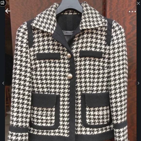 Vintage Houndstooth Blazer – Black & White – Size FR 34/36 (US 2/4 – XS/S) - Picture 1 of 7